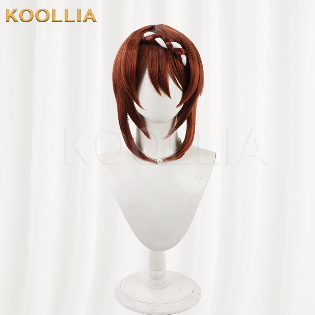 Uma Musume Pretty Derby Super Creek Red Brown Short Hair with Braid & Ears Basic Wig