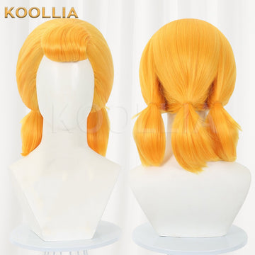 Multi-angle display of Toy Story Bo Peep pure golden yellow ponytail basic wig