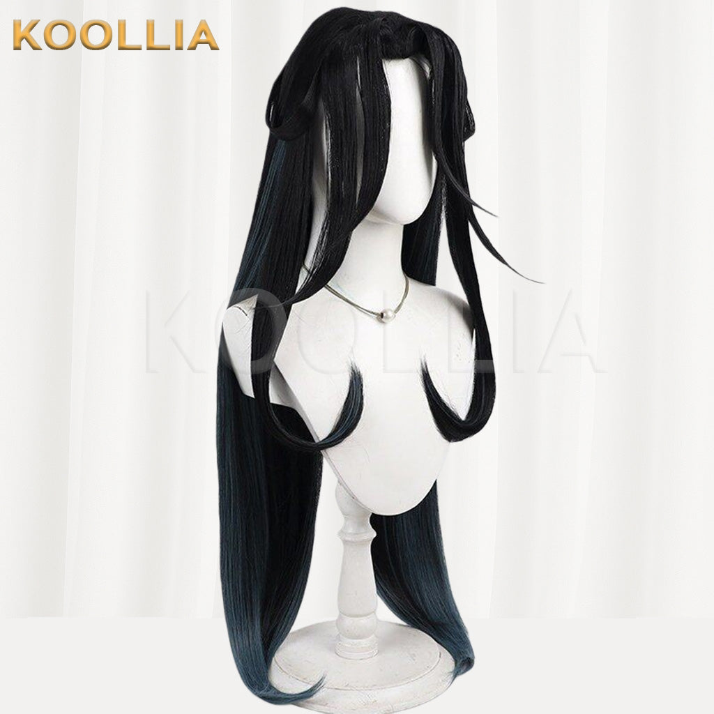 Touken Ranbu Shichiseiken Black with Blue Gradient Medium Long Basic Wig