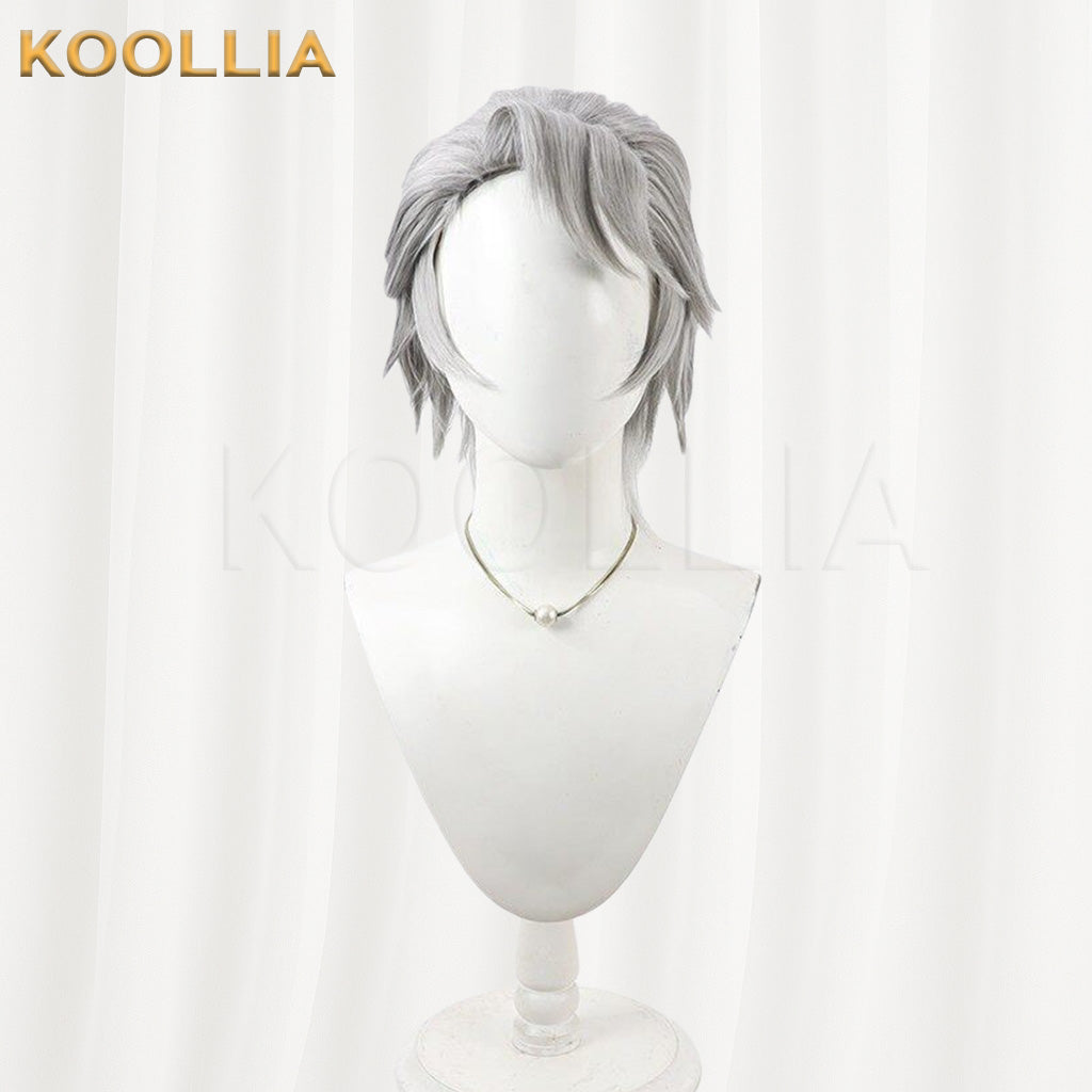 Black Butler Wolfram Gelzer Gray White Fluffy Spiky Short Basic Wig