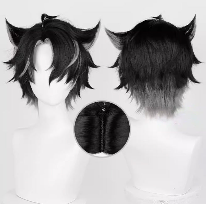 Genshin Impact Wriothesley Kurze schwarze Haare Basic Perücke