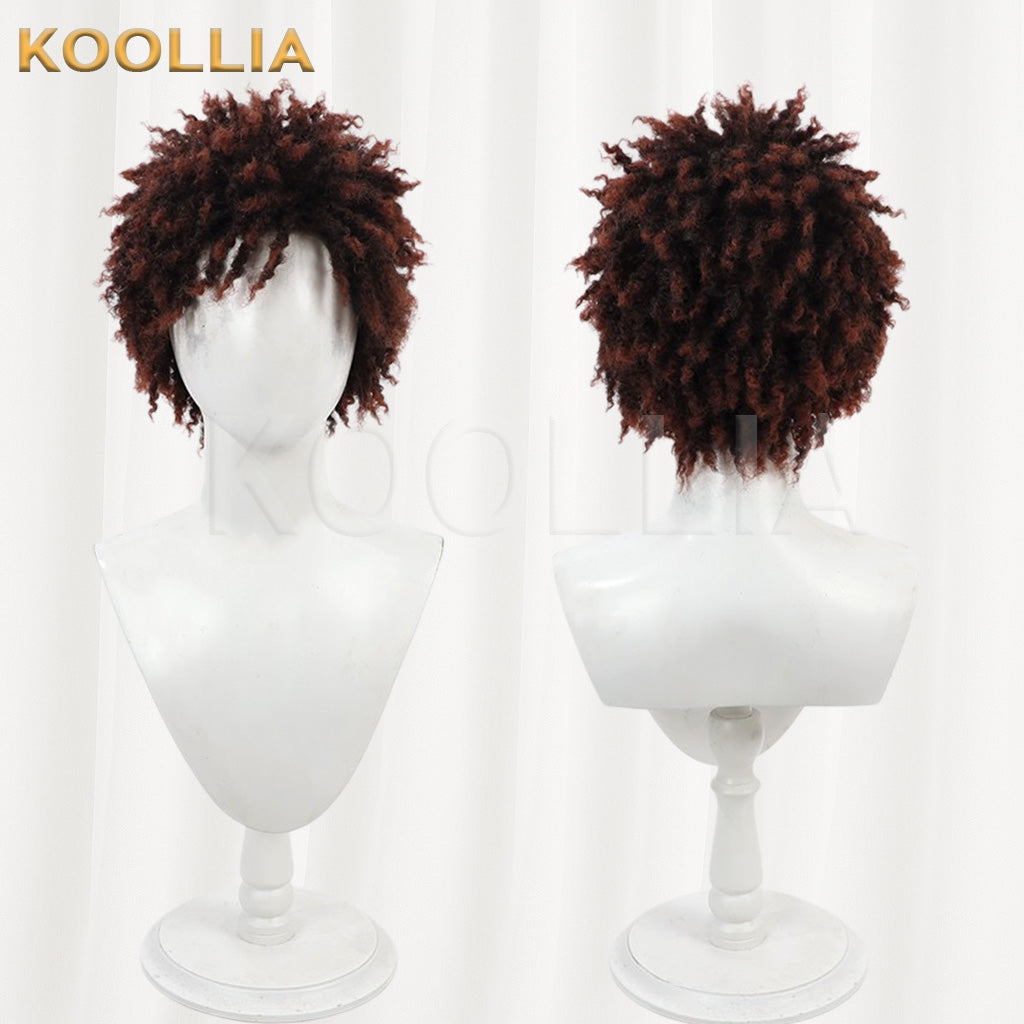 League of Legends & Arcane K'Sante Dark Brown Red Twisted Braid Afro Basic Wig