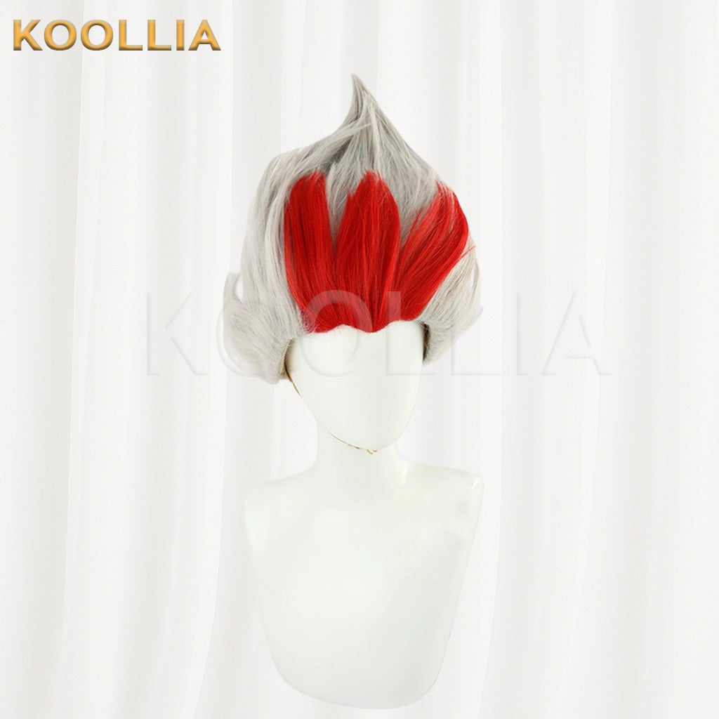 League of Legends & Winged Pair Rakan White Red Highlights Spiky Updo Basic Wig