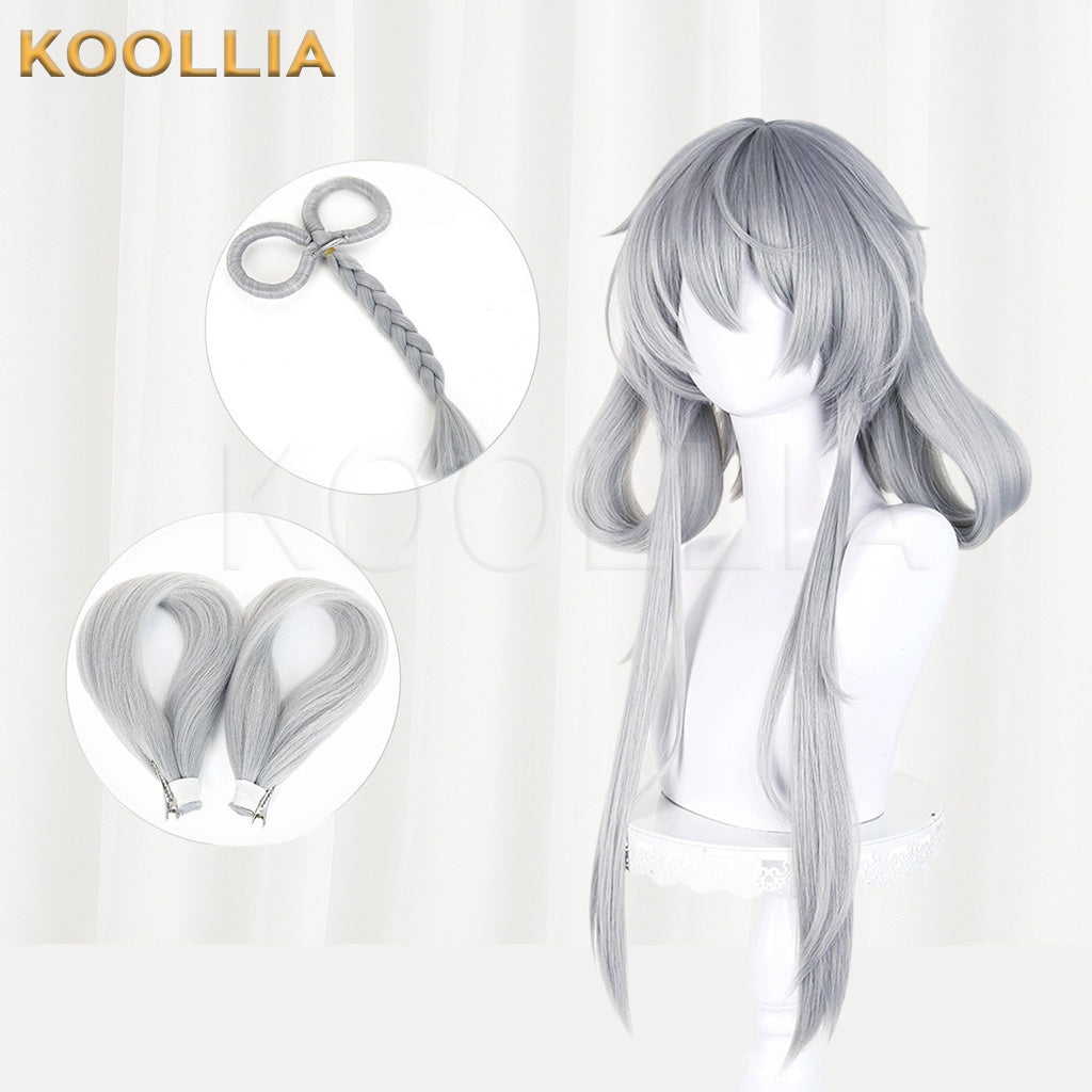Vsinger Luo Tianyi Light Silver Grey Long Curved Fringe Basic Wig