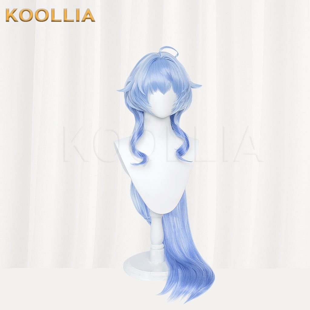 Peruca básica de cabelo longo azul Ganyu Genshin Impact