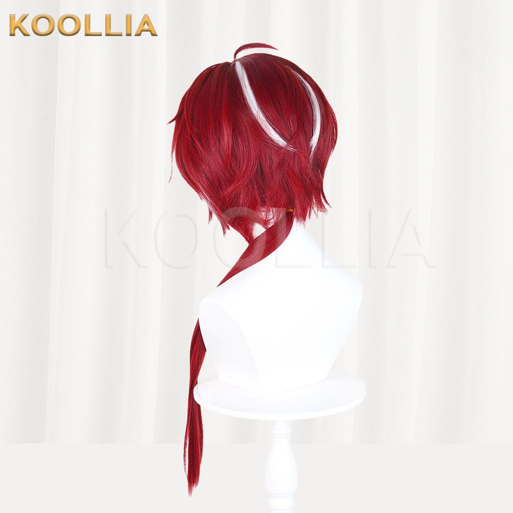 Arknights Bellone Wine Red Short Single Long Tail Basic Wig