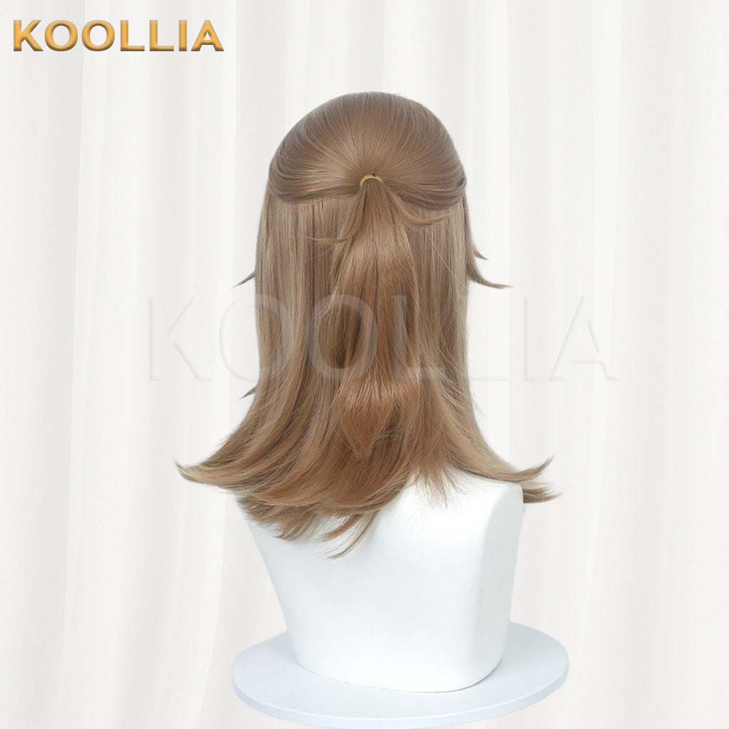 Identity V Luca Balsa White Brown Color Block Wavy Medium Long Basic Wig