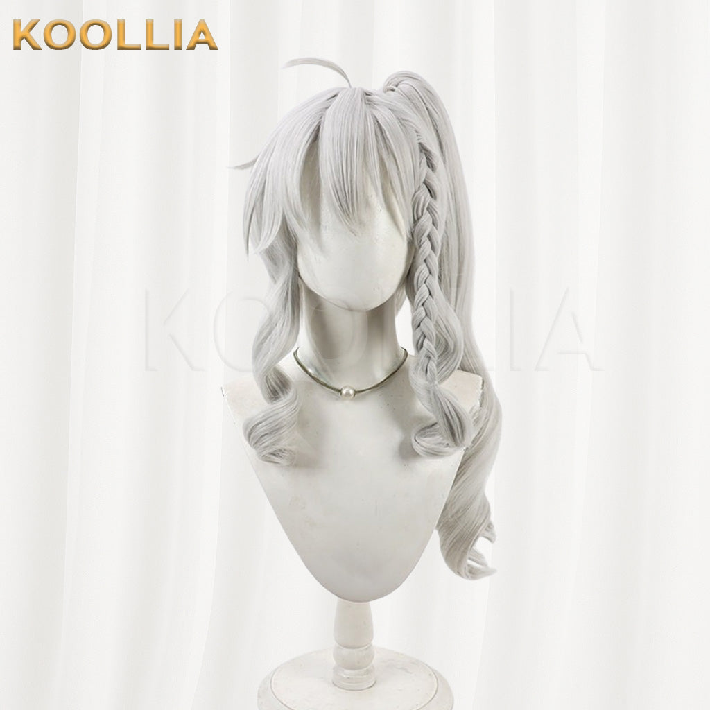 9-nine- Niimi Sora Silver White Detachable High Ponytail with Braid Basic Wig