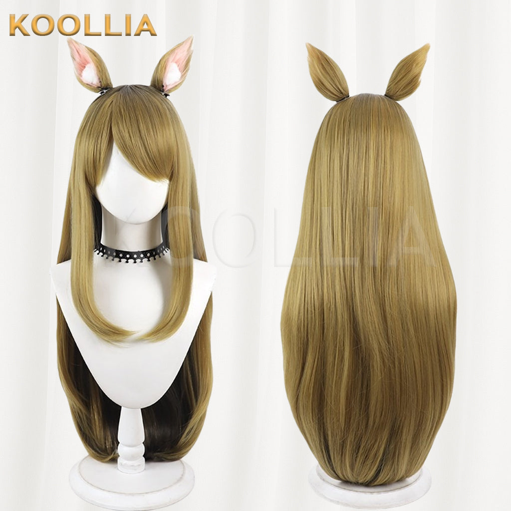 Neko Neko Kansai Cat Wig Two‑Tone Gradient Realistic Scalp Top Long Straight Basic Wig