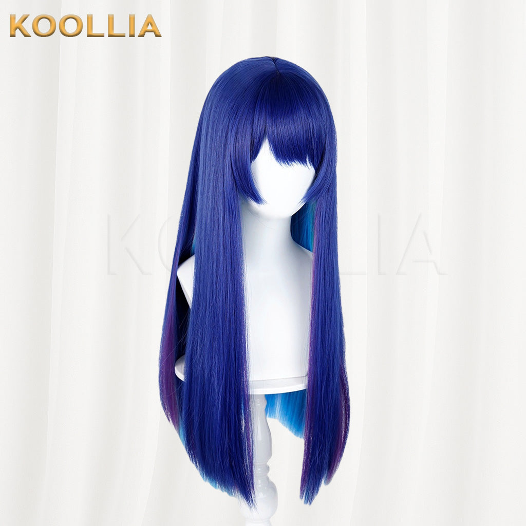 Arknights Mostima Royal Blue Inner Layer Gradient Long Straight Basic Wig