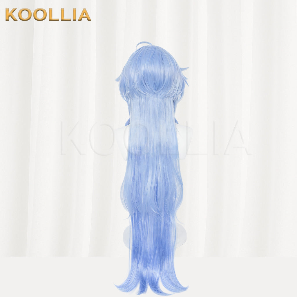 Peruca básica de cabelo longo azul Ganyu Genshin Impact
