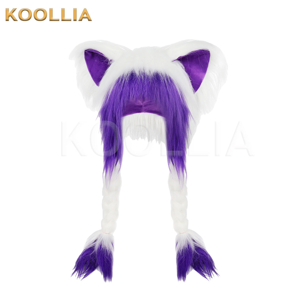Furry Cat Ear Braided Hat Y2K Anime Animal Ear Headwear Fluffy Cosplay Cap
