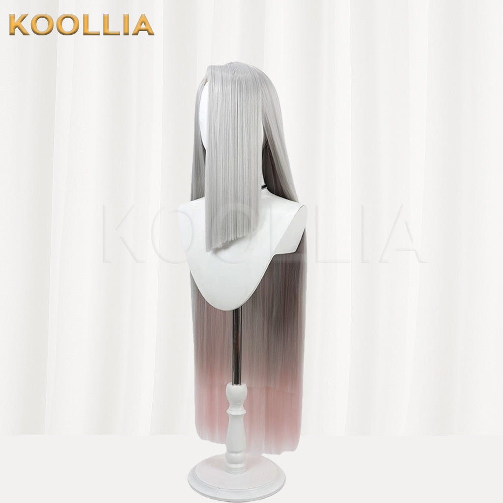 Hazbin Hotel Vaggie Silver Pink Gradient Basic Wig