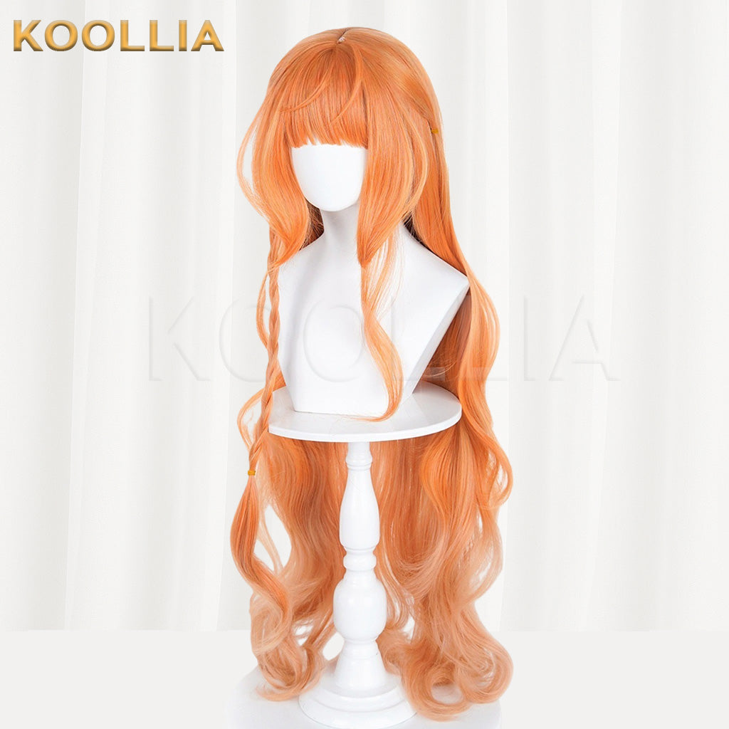 Spring Summer Autumn Winter Walker Daisy Orange Long Curly Basic Wig
