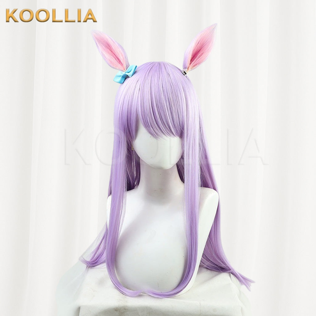 Umamusume Pretty Derby Mejiro McQueen Long Purple Hair with Ears & Bow Basic Wig
