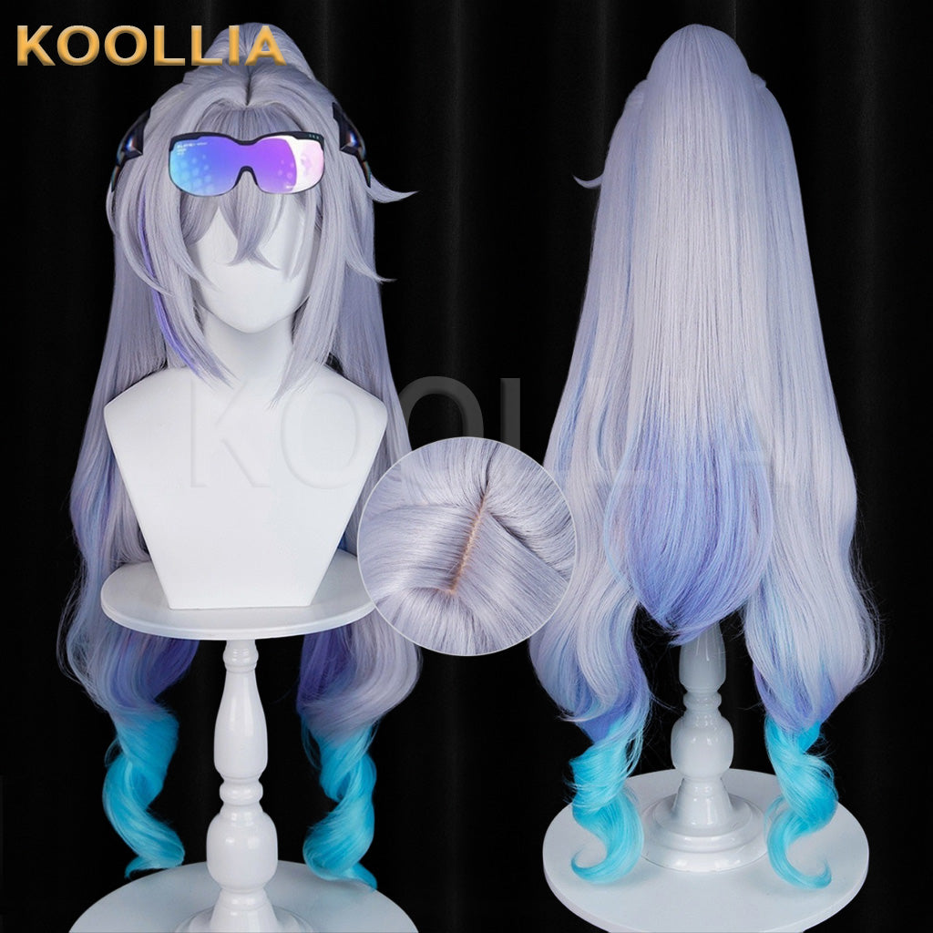 Honkai Star Rail Silver Wolf SP Two-Phase Paradise Long Silver Gray Purple Gradient Hair Basic Wig