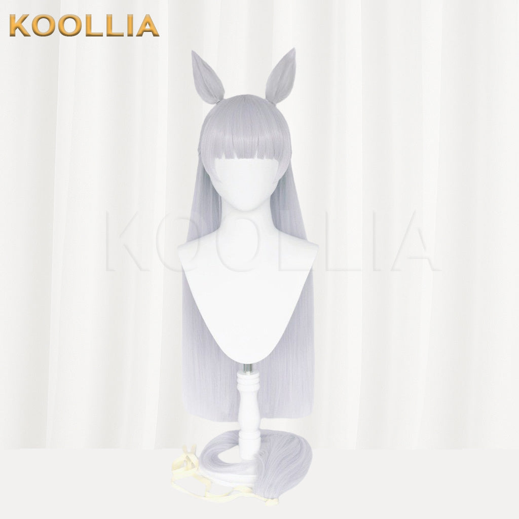 Uma Musume Gold Ship Silver Gray Purple Full Fringe Long Straight Basic Wig