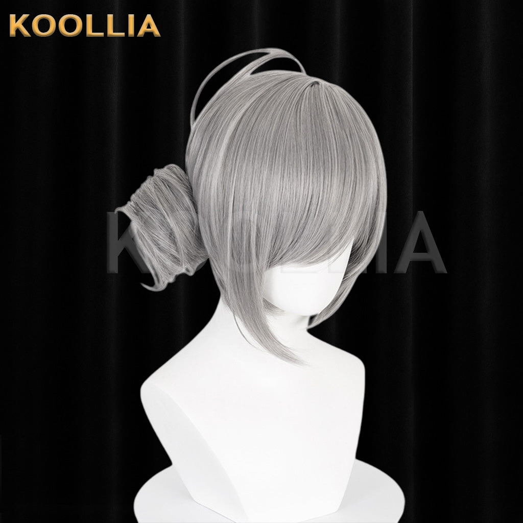 Reverse: 1999 Vertin Silver Gray Single Side Bun Basic Wig