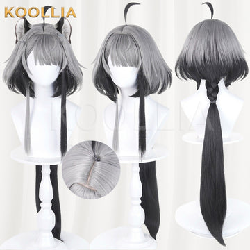 Arknights Endfield Tang Tang Grey Black Gradient Basic Wig Multi-angle Display by koollia