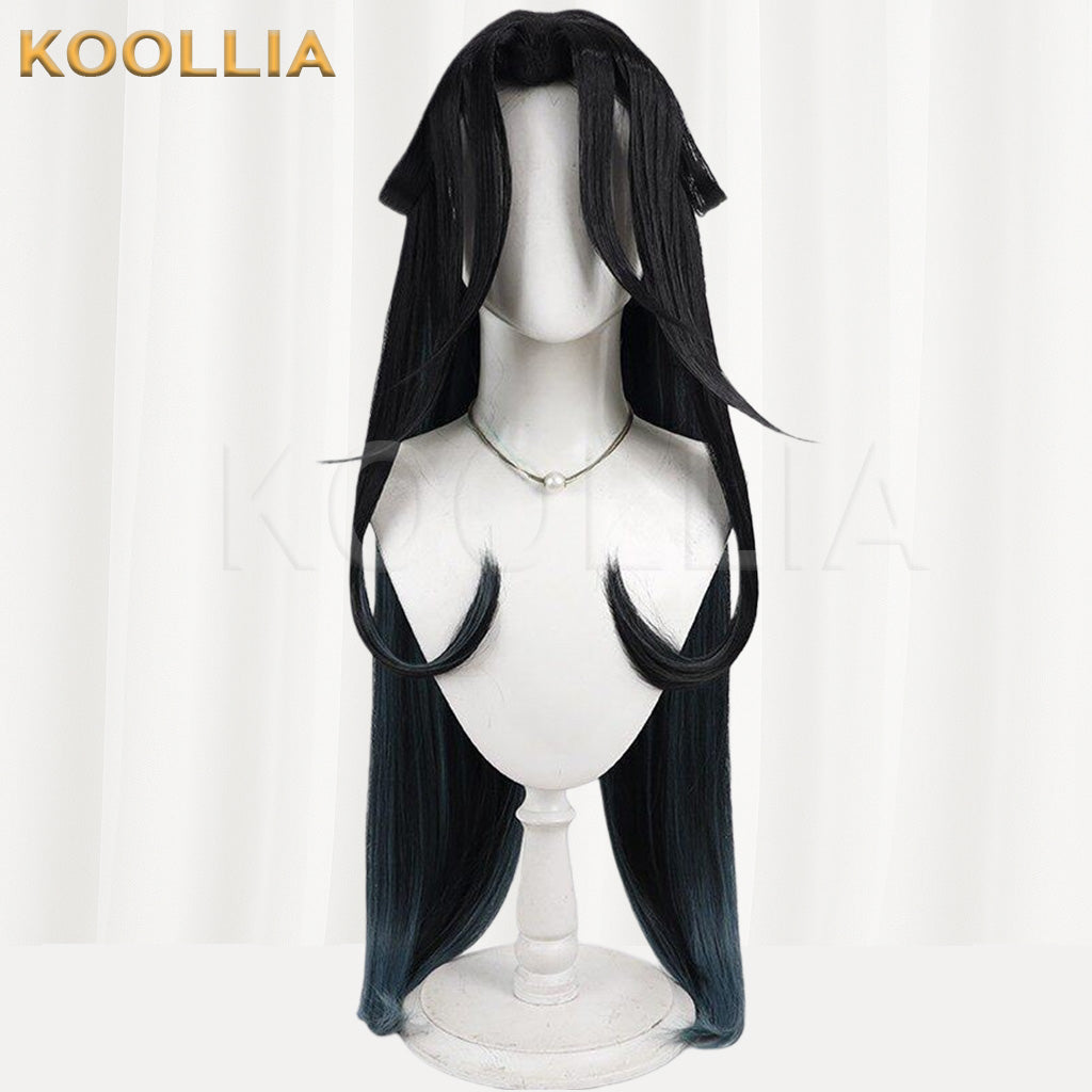 Touken Ranbu Shichiseiken Black with Blue Gradient Medium Long Basic Wig