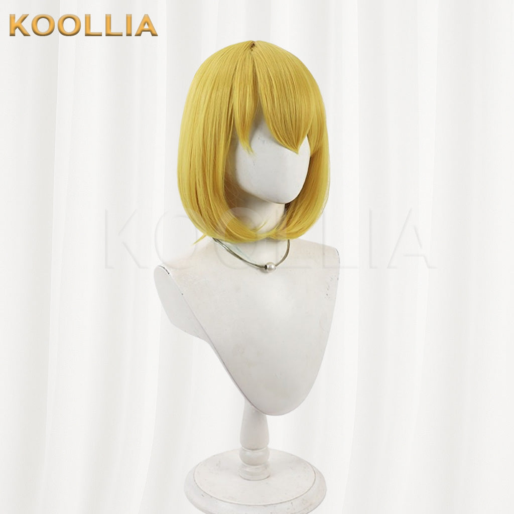 One Piece Carrot Cyan Yellow Full Fringe Short Bob Hair Basic Wig
