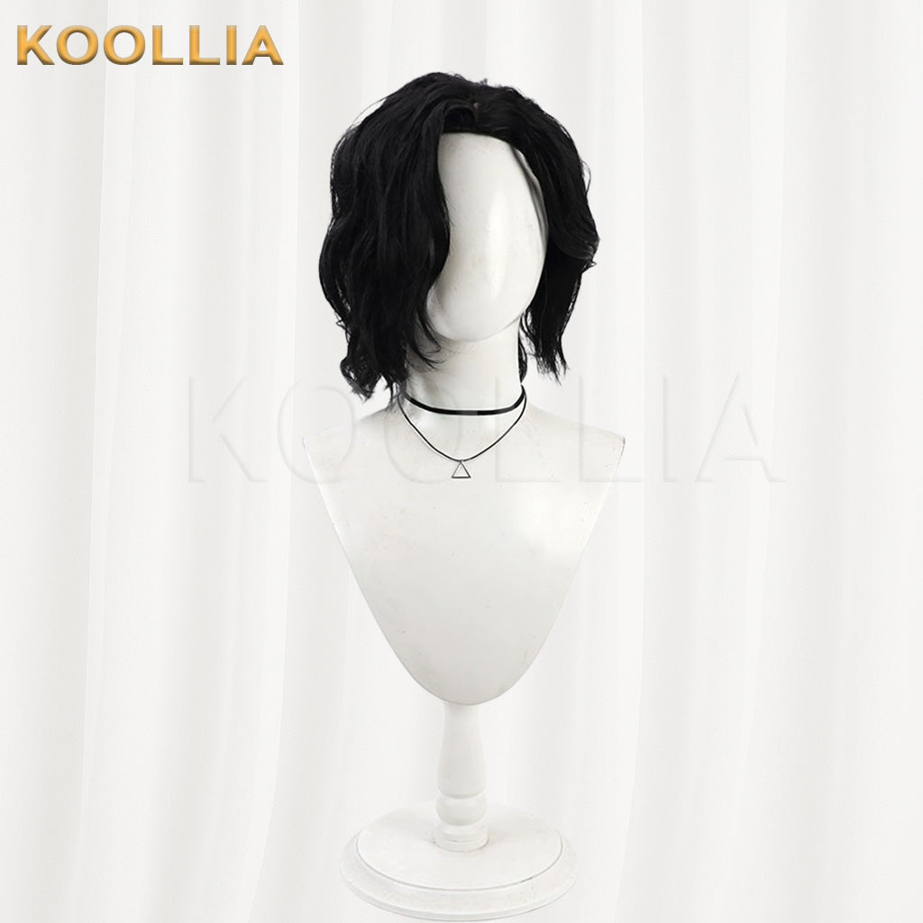 Elden Ring Nightreign Scholar Pure Black Messy Curly Short Hair Basic Wig