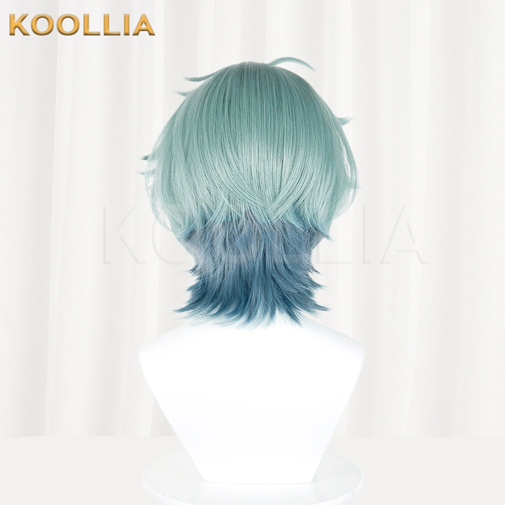 Genshin Impact Olorun Mint Green Gradient Realistic Scalp Spiky Short Basic Wig