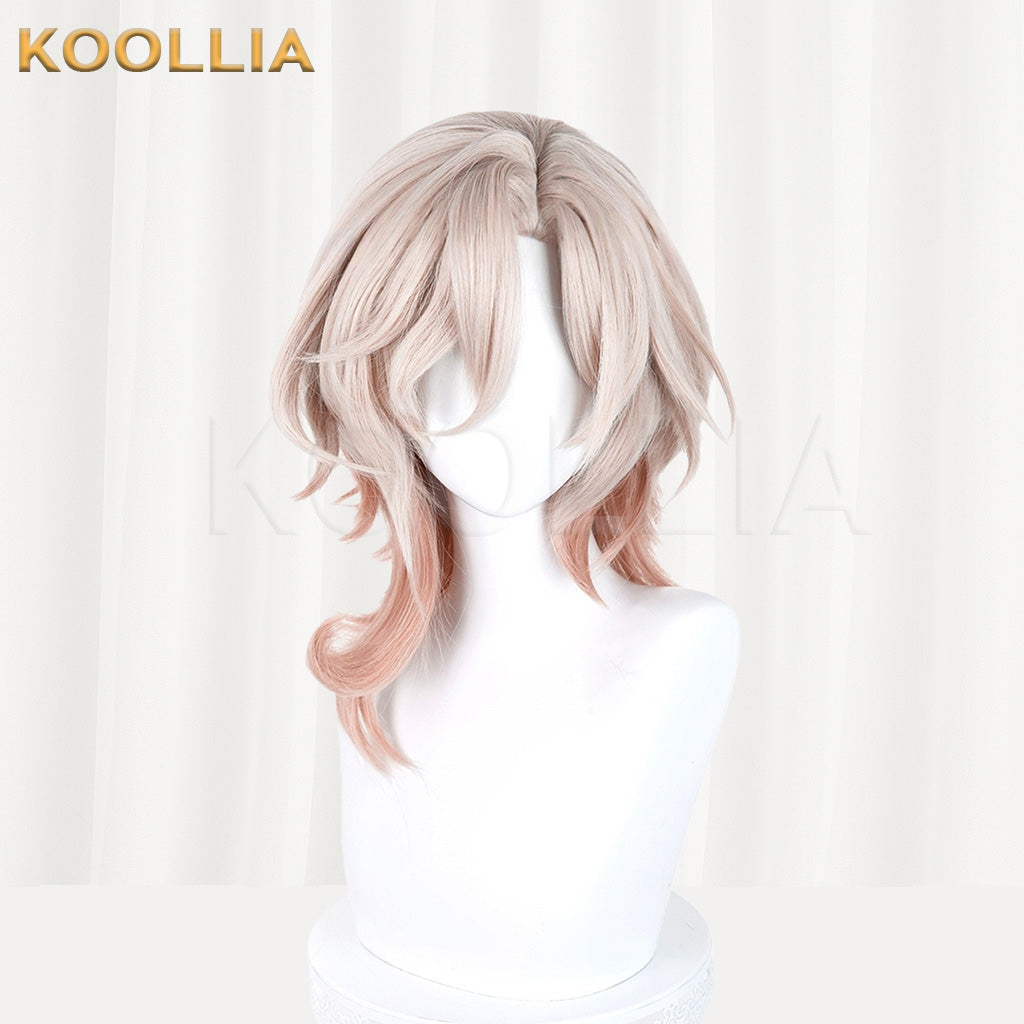 Honkai Star Rail Kusaba Light Pink Gradient Layered Curly Basic Wig