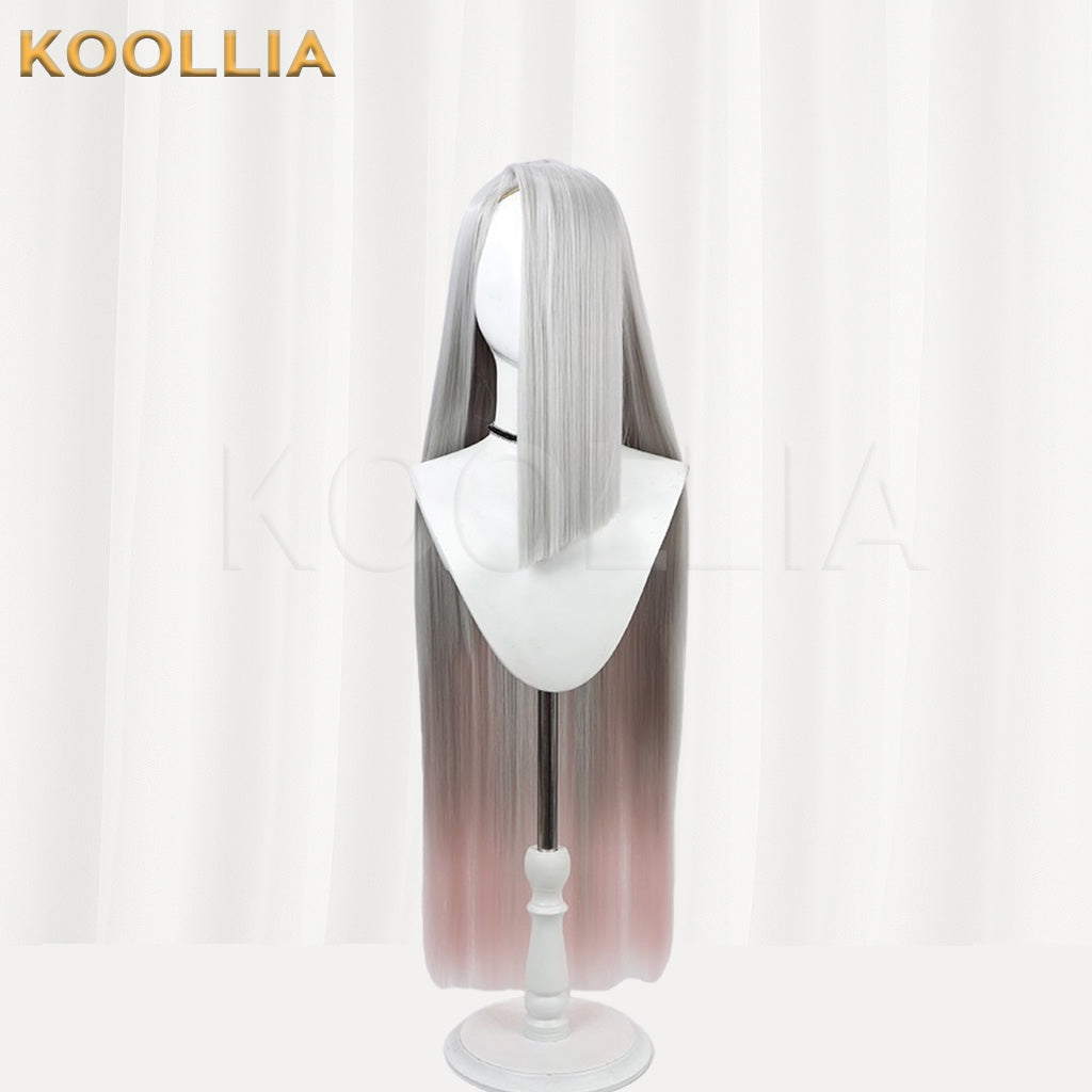 Hazbin Hotel Vaggie Silver Pink Gradient Basic Wig