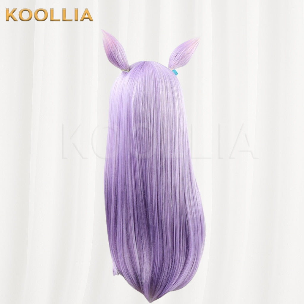 Umamusume Pretty Derby Mejiro McQueen Long Purple Hair with Ears & Bow Basic Wig