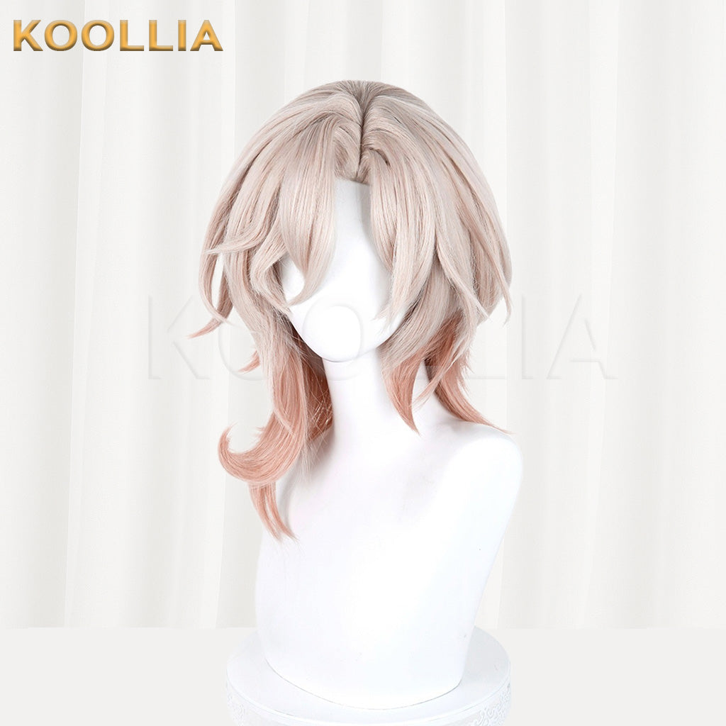 Honkai Star Rail Kusaba Light Pink Gradient Layered Curly Basic Wig