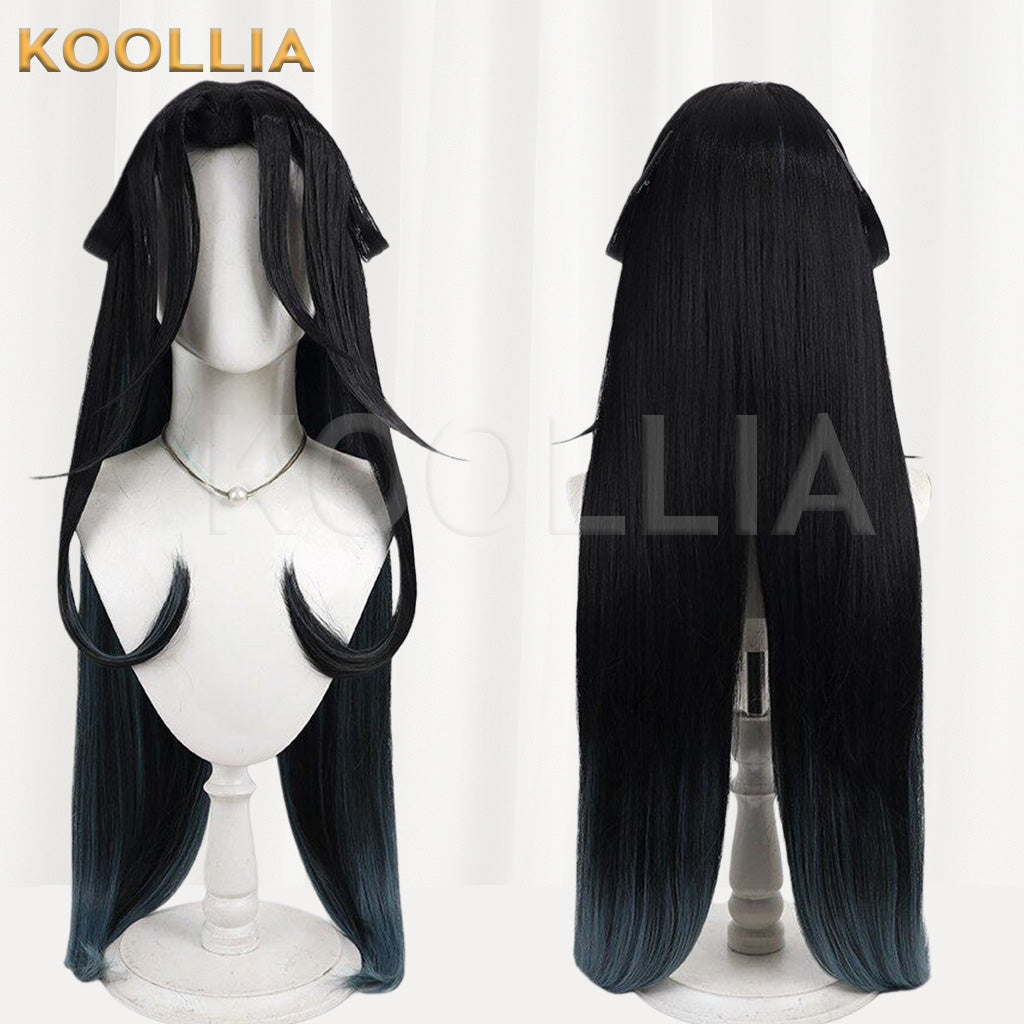 Touken Ranbu Shichiseiken Black with Blue Gradient Medium Long Basic Wig