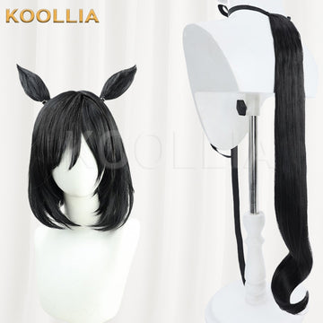 Multi-angle display of Umamusume Pretty Derby Eishin Flash black short hair basic wig