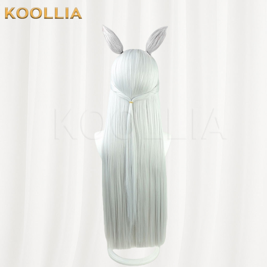Umamusume: Pretty Derby Gold Ship Long Silver Gray Hair with Ears Basic Wig