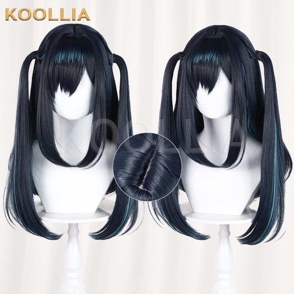 Arknights Closure Black Blue Green Highlight Basic Wig