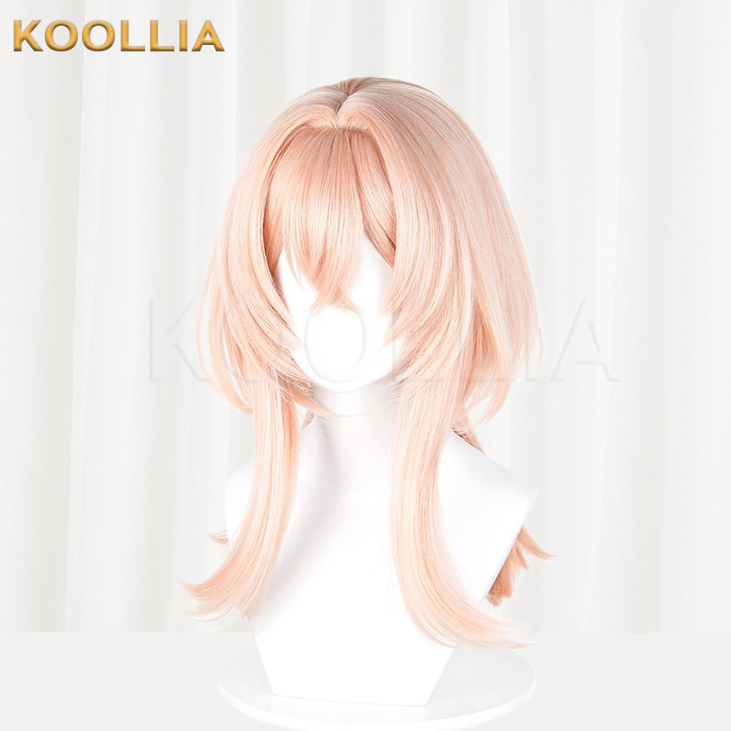 Genshin Impact Linnea Light Pink Layered Medium Length Basic Wig