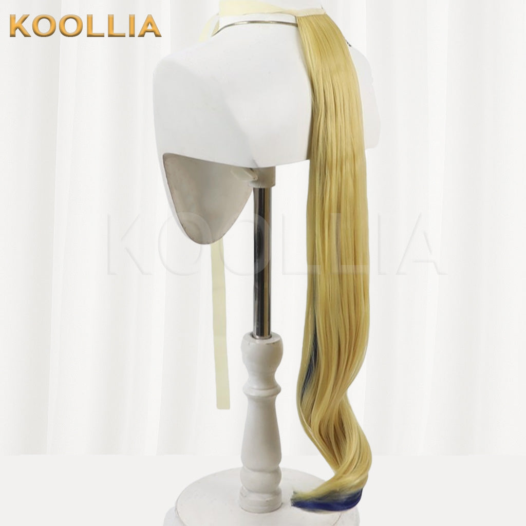 Uma Musume Ash Gray Cinderella Golden Blue Gradient Pigtail Basic Wig