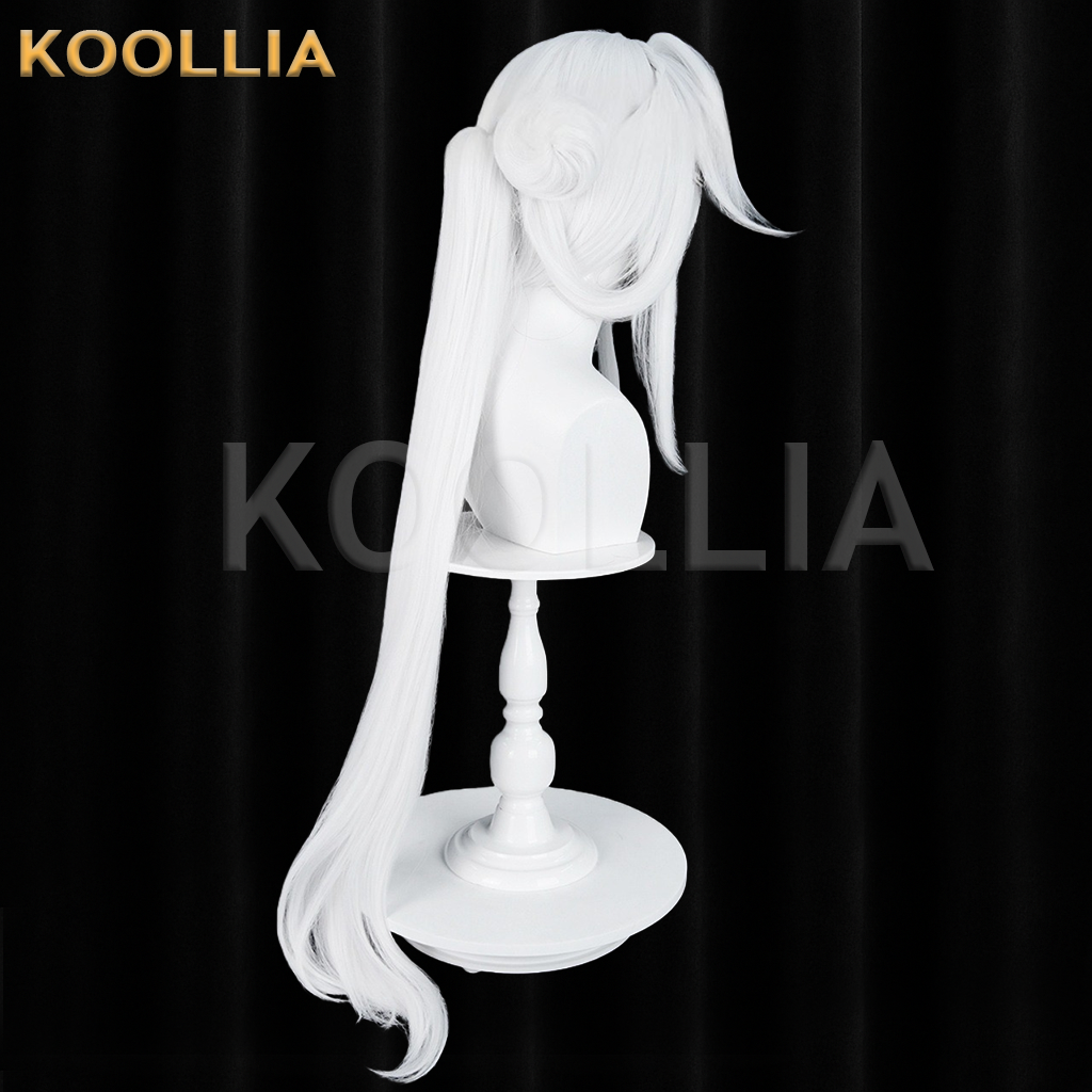 Wuthering Waves Xin Solid White With Black Tips Basic Wig