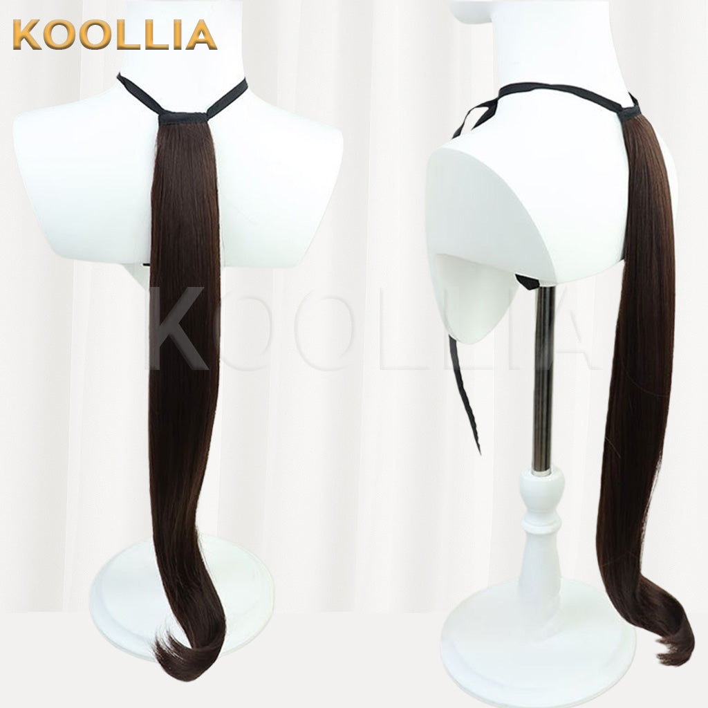 Uma Musume Daitaku Helios Brown Blue Highlight Pigtail Basic Wig