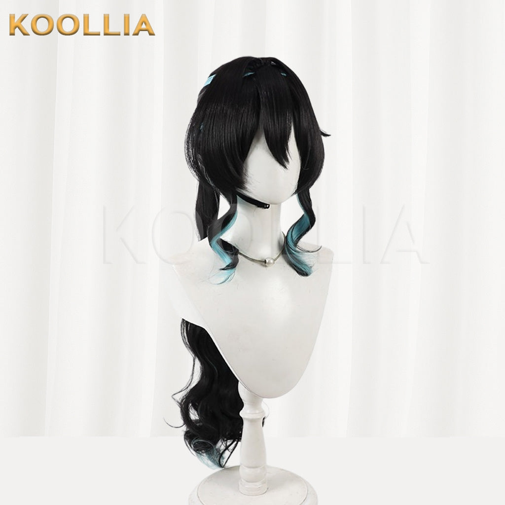 Honkai Star Rail Ruan Mei Black Mint Gradient Half-Up Basic Wig