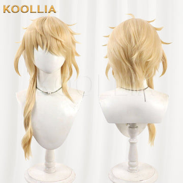 Touken Ranbu Ichimonji Norimune Golden Yellow Medium Short Basic Wig Multi-angle Display by koollia