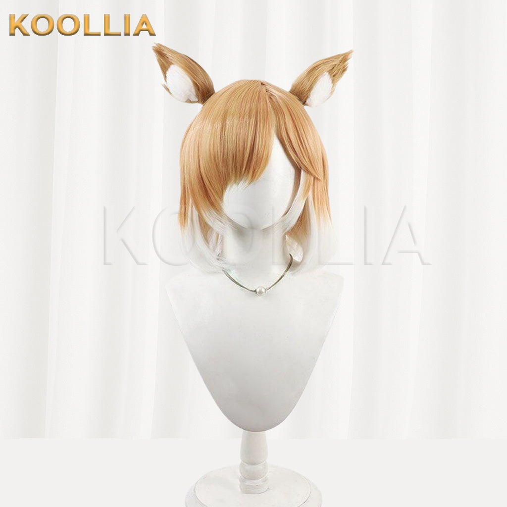 Arknights Mousse Light Golden White Ombre Short Bob Basic Wig