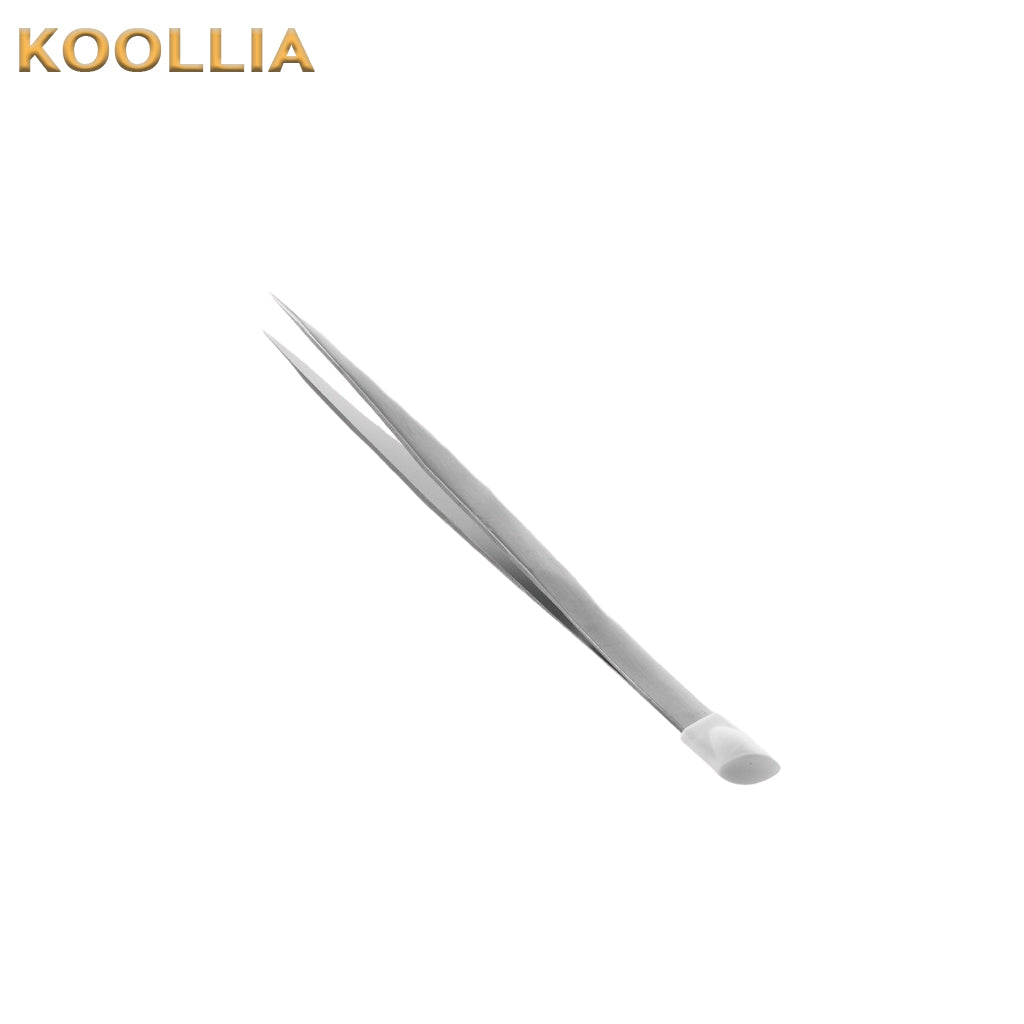 Dual-Ended Nail Art Tweezers with Silicone Tip – Stainless Steel Tool for Stickers, Rhinestones & DIY Crafts Wig Stylist Tools