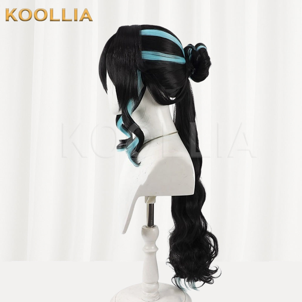 Honkai Star Rail Ruan Mei Black Mint Gradient Half-Up Basic Wig