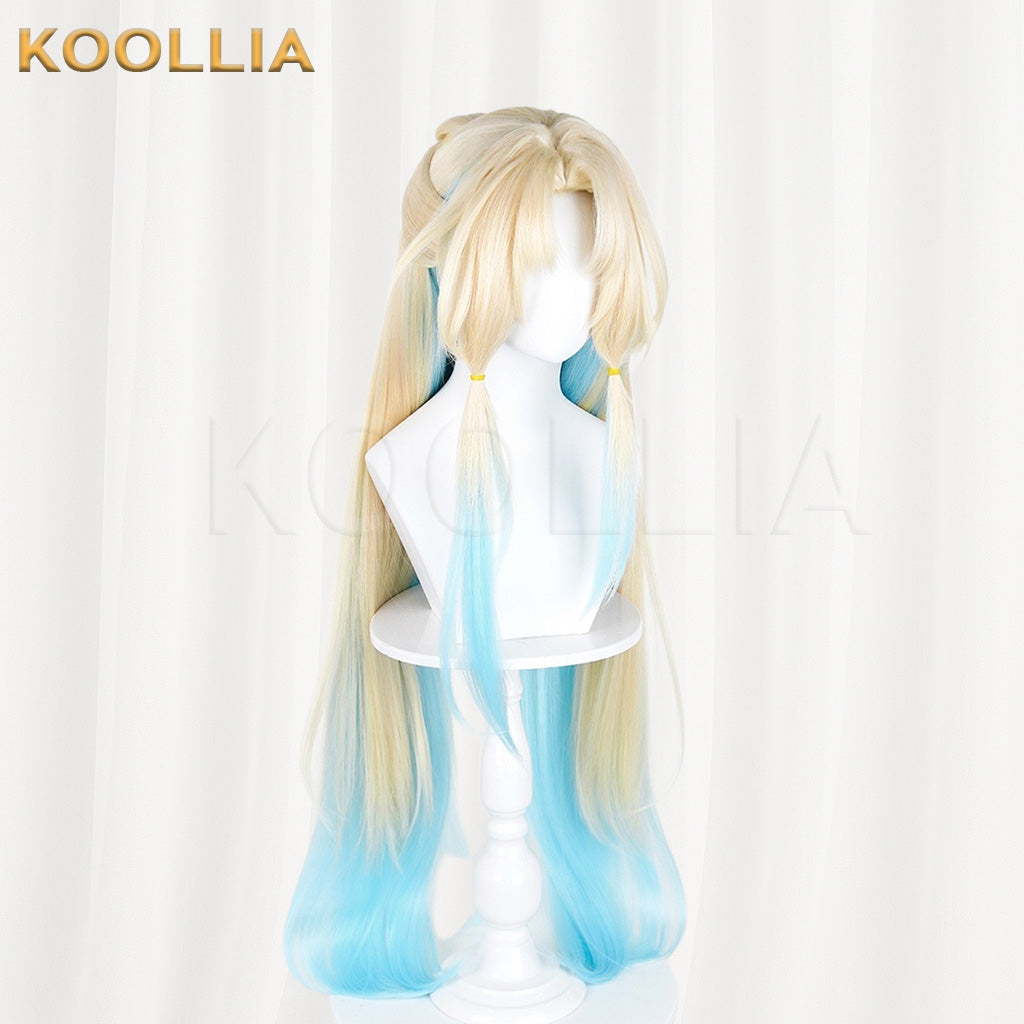 Honkai Star Rail Pearl Light Gold Sky Blue Gradient Long Twin Tails Basic Wig