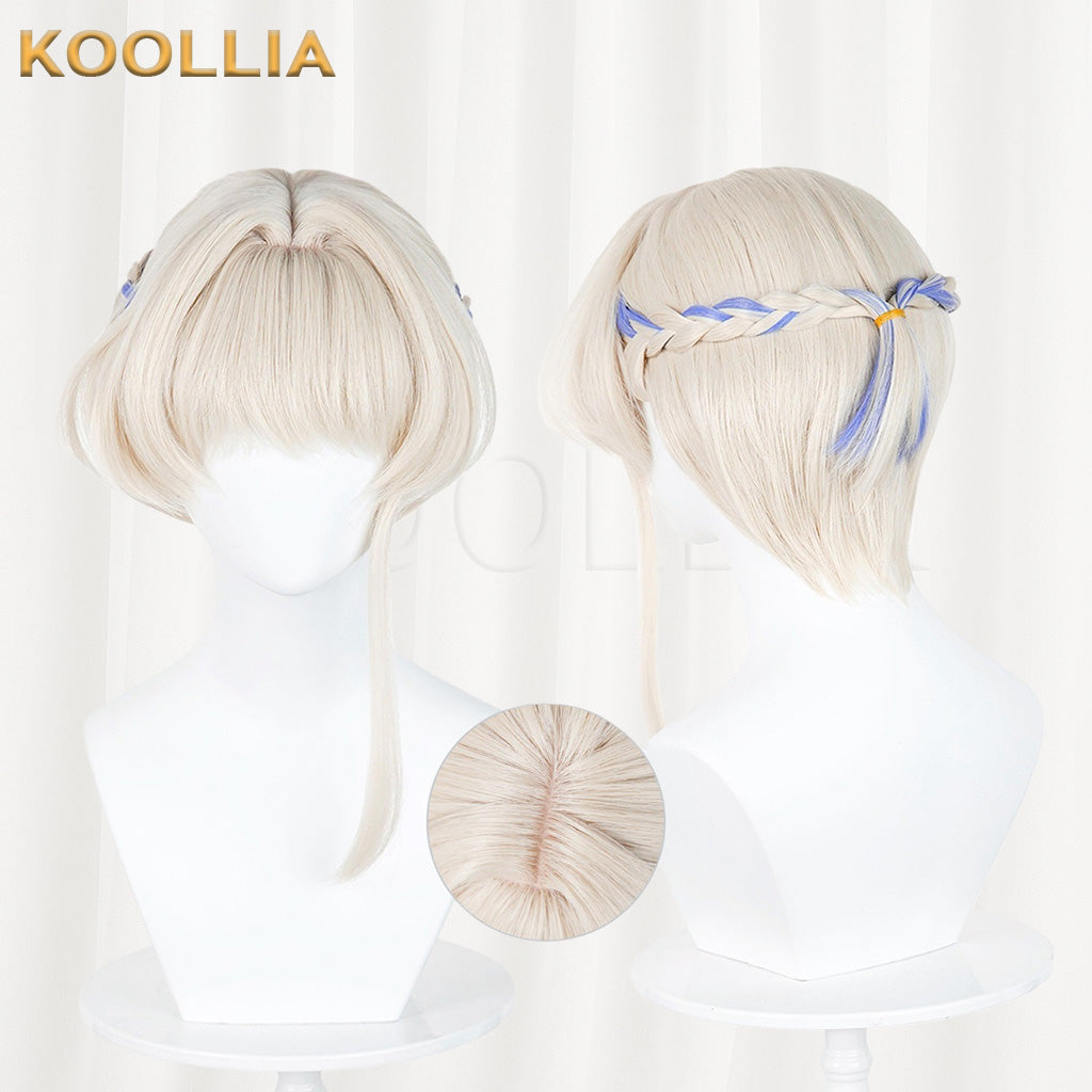 Blue Archive Asuka Toki Cream White Light Blue Highlight Two Styles Basic Wig