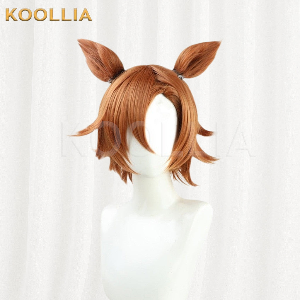 UmaUma Musume Pretty Derby T.M. Opera O Warm Orange Short Layered Flip Basic Wig, Type 1 Wig with ears