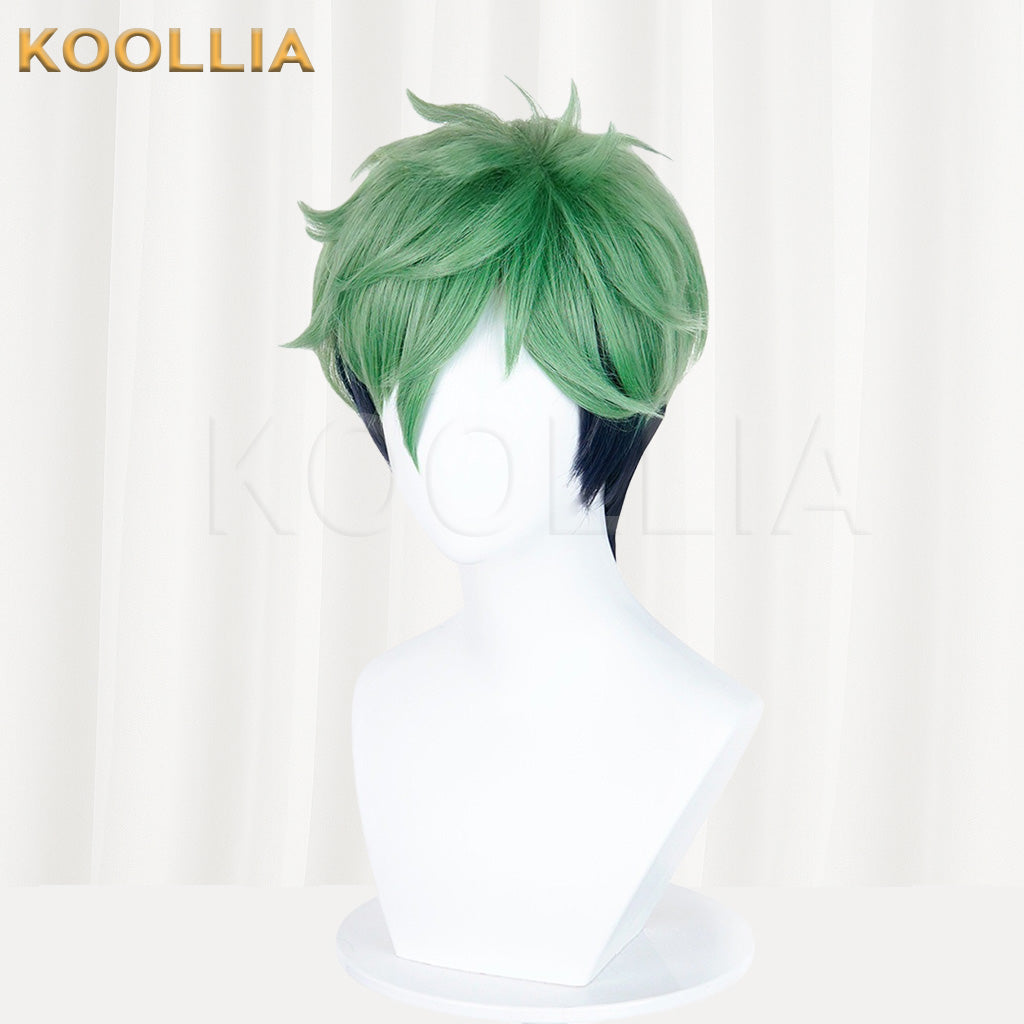 Ensemble Stars Kojika Juis Green Black Gradient Teased Spiky Short Basic Wig