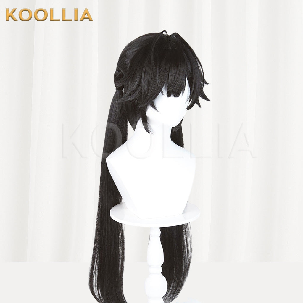 Arknights Endfield Chen Qianyu Pure Black Layered Twin Ponytail Basic Wig