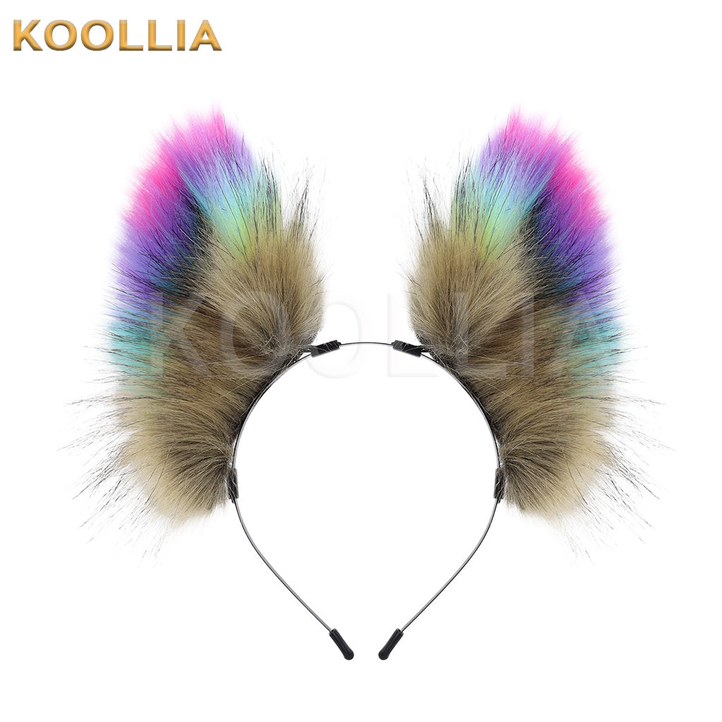 Handmade Colorful Plush Animal Ear Headband Lolita Cat Fox Ear Accessory